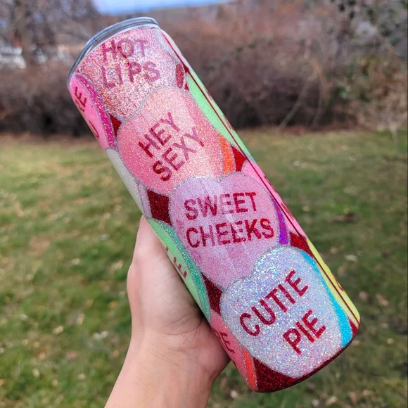 🆕️Custom, 20oz, Valentines Day, Candy Hearts, Stainless Steel Tumbler ♥️ - Picture 6 of 15